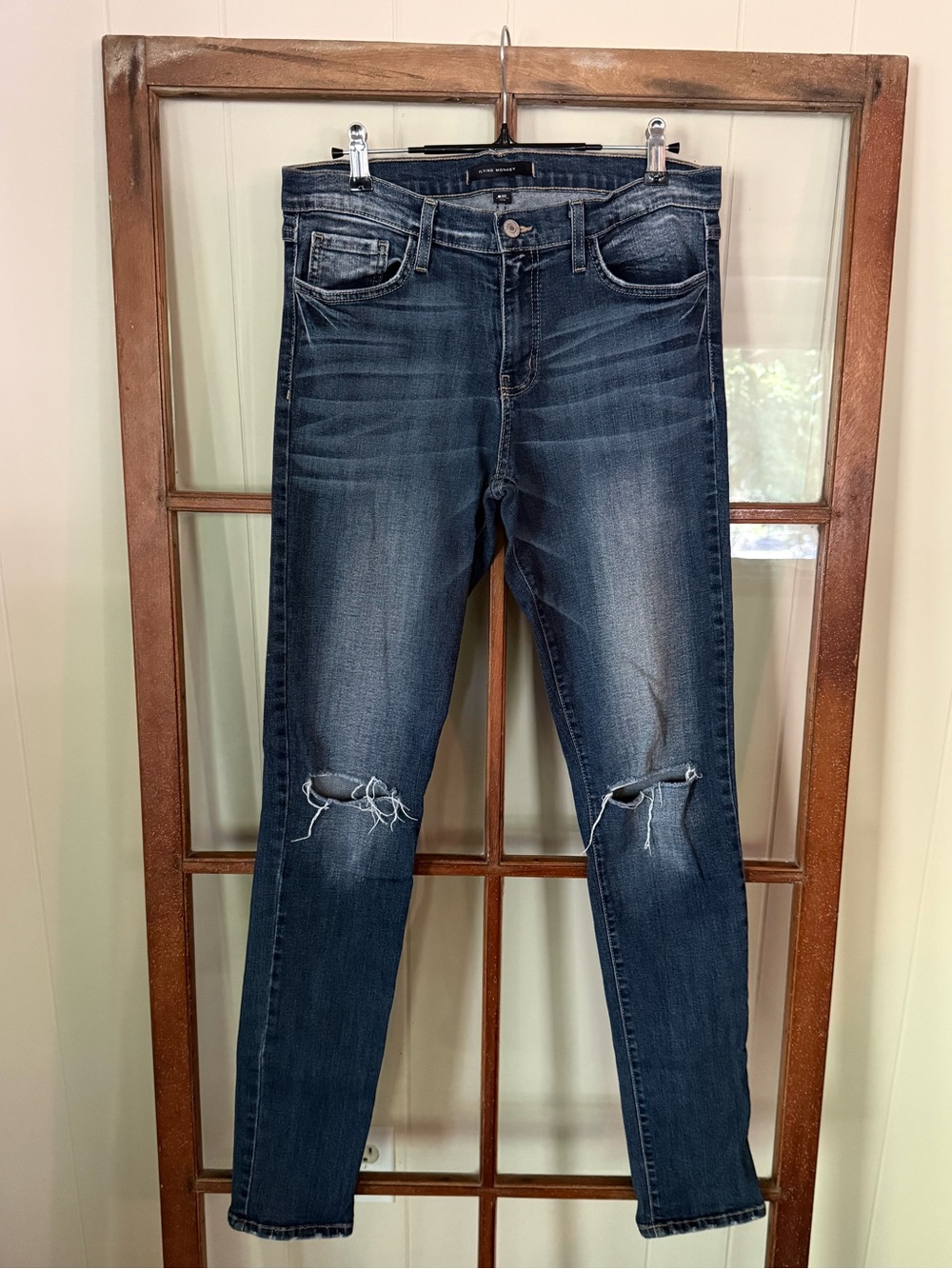 Flying Monkey Low Rise Skinny Blue Jeans Size 30 Made in USA Y2K Stretch Denim - Picture 4 of 15